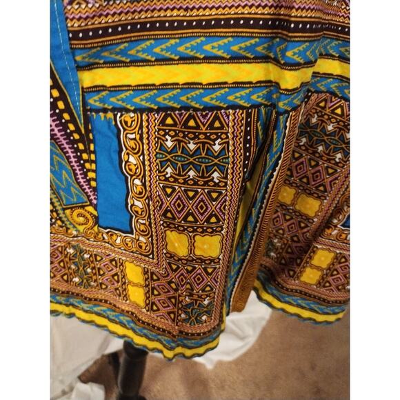 Green & Blue African Dashiki Tunic (Appears Handmade) 29" Long 46" Chest - Picture 4 of 9